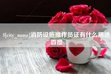 邵东消防设施操作员证有什么用途百度